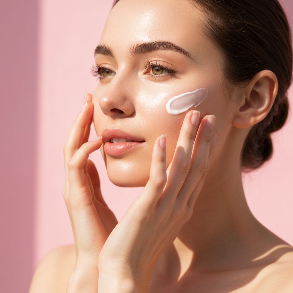 Woman applying natural skincare products
